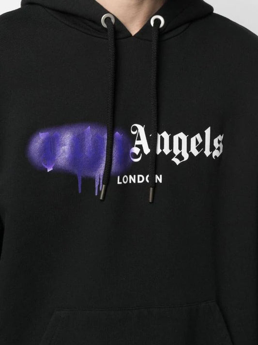 PALM ANGELS LONDON SPRAY HOODIE - BLACK / PURPLE