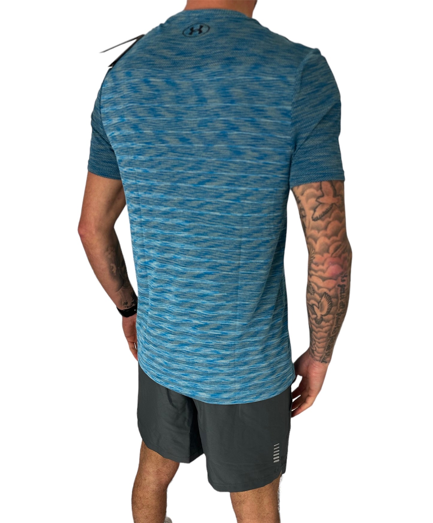 UNDER ARMOUR SEAMLESS T-SHIRT & SHORTS FULL SET - SKY BLUE / GREY