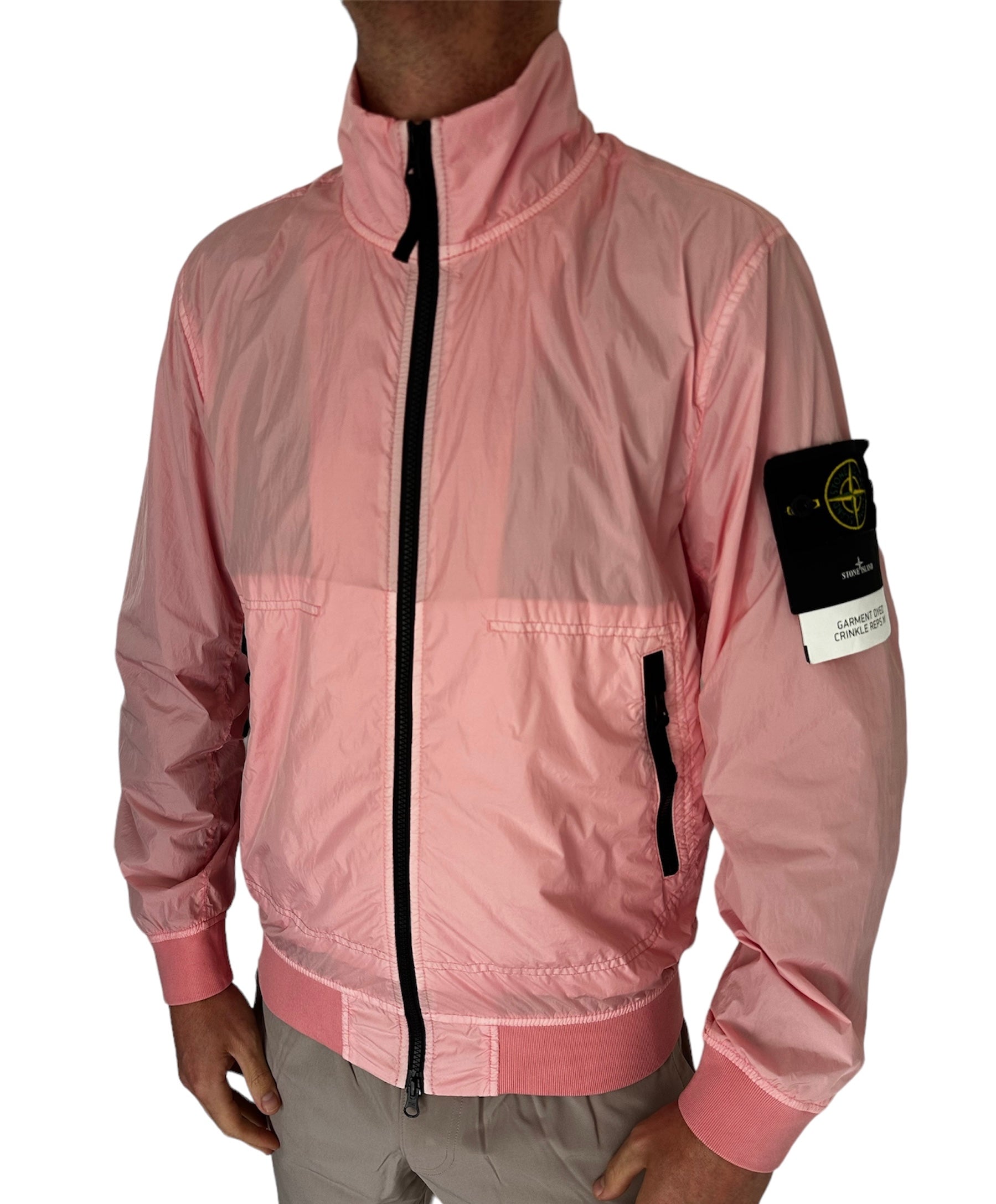 STONE ISLAND CRINKLE REPS BOMBER JACKET ROSA PINK