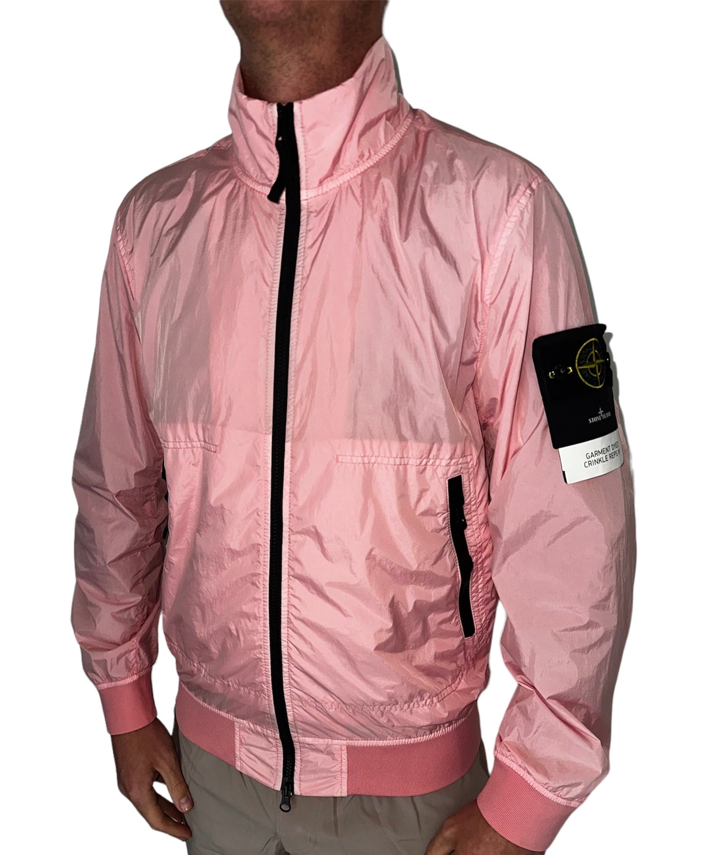 Pink Stone Island Jacket STONE ISLAND CRINKLE REPS BOMBER JACKET