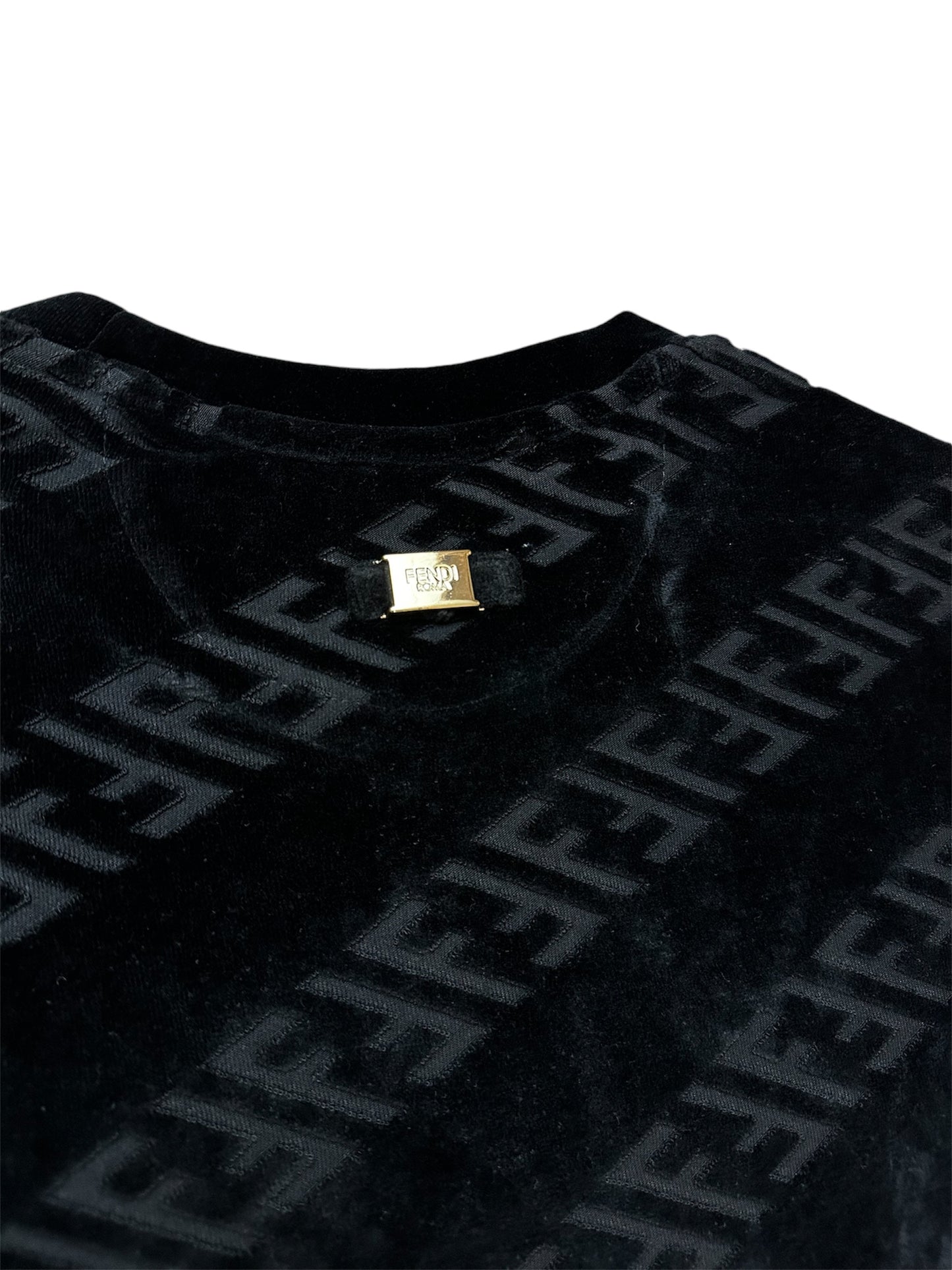 FENDI FF PATTERN LOGO TOWEL T-SHIRT - BLACK