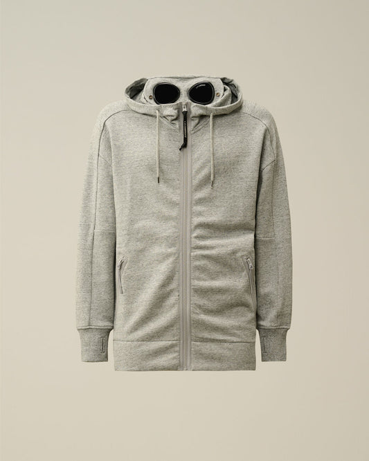 C.P. COMPANY GOGGLE FULL ZIP HOODED SWEATSHIRT - GREY