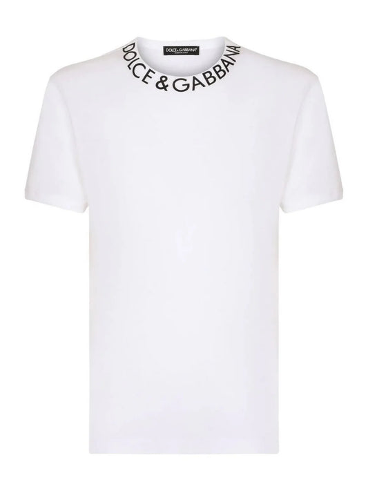 DOLCE & GABBANA MILANO COLLAR LOGO TSHIRT - WHITE