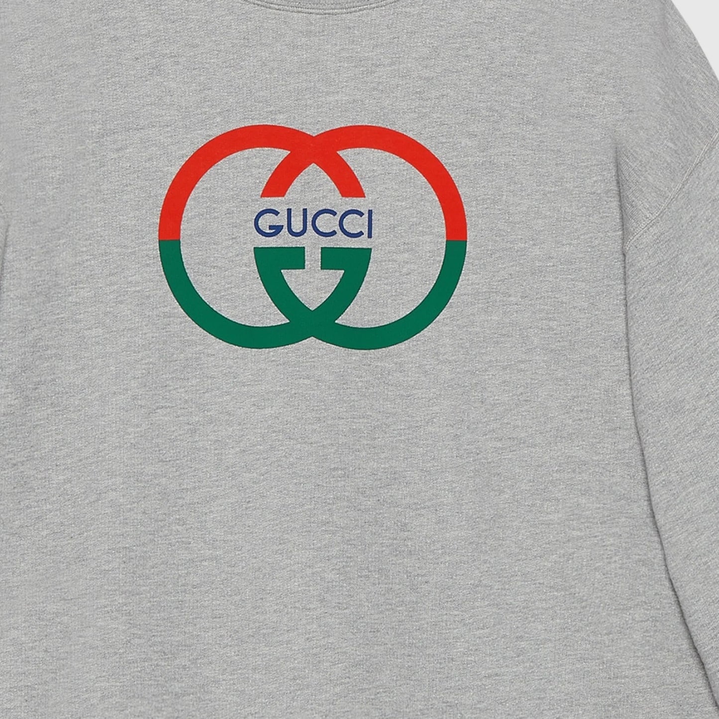 GUCCI INTERLOCKING GG CHEST LOGO SWEATSHIRT - GREY