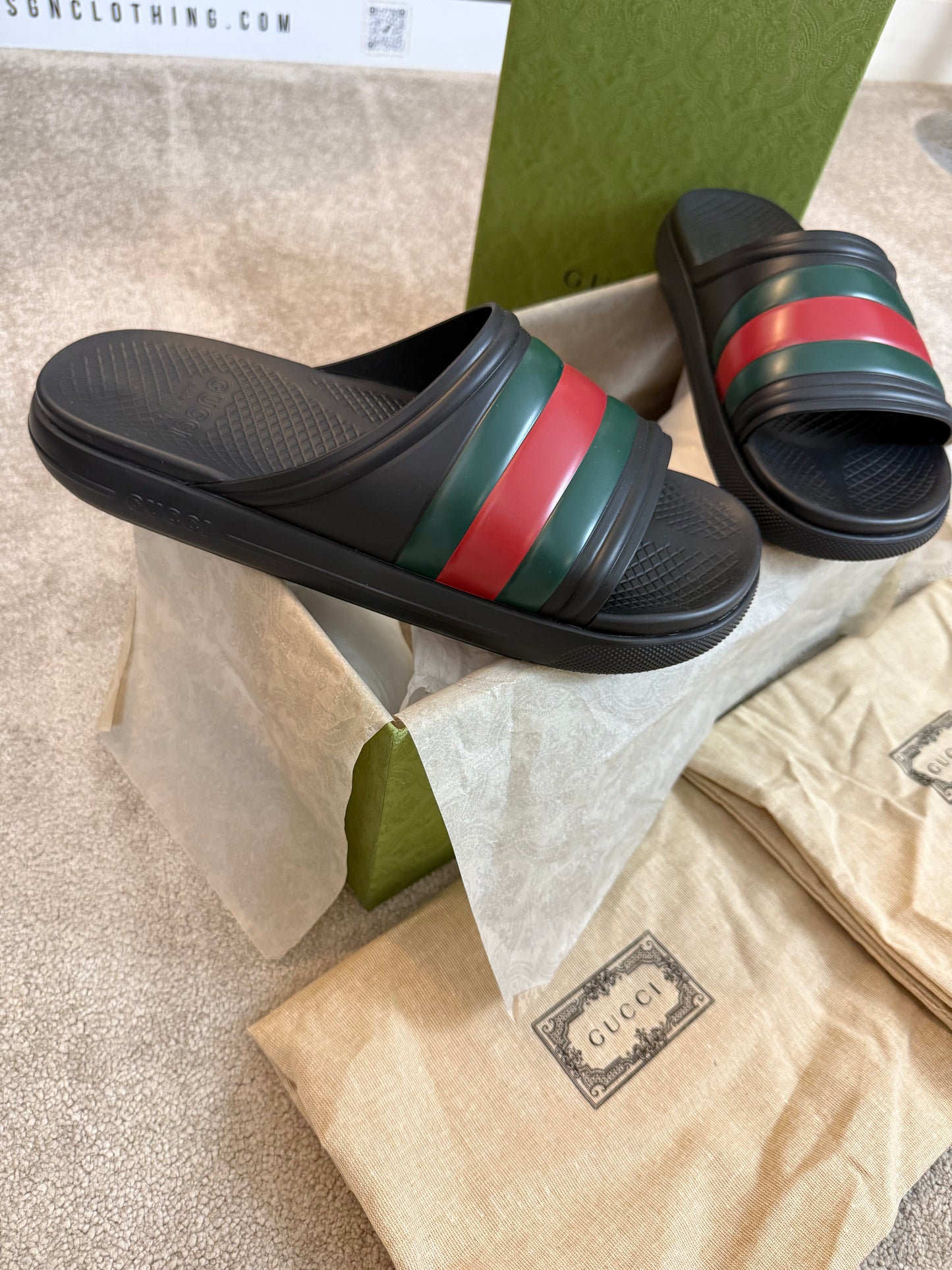 GUCCI WEB SLIDERS - BLACK