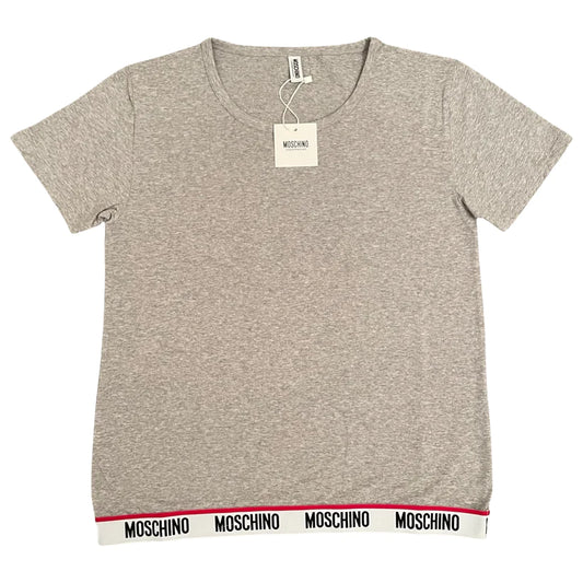 WOMENS MOSCHINO TAPE LOGO TSHIRT - GREY