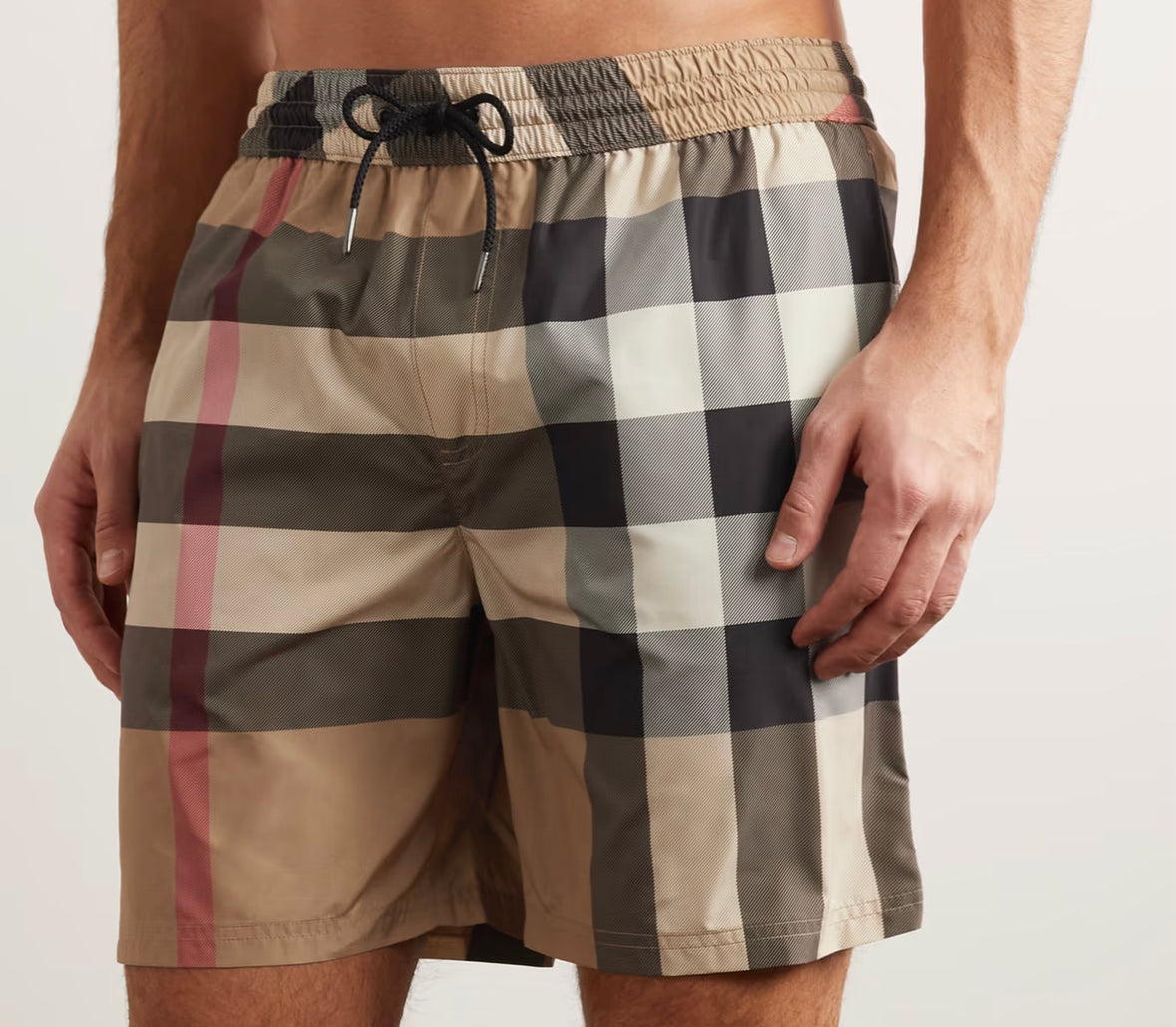 BURBERRY LONDON BIG CHECK SWIM SHORTS - BEIGE