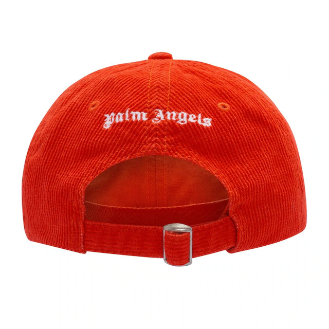 PALM ANGELS CORDUROY LOGO CAP - RED / WHITE