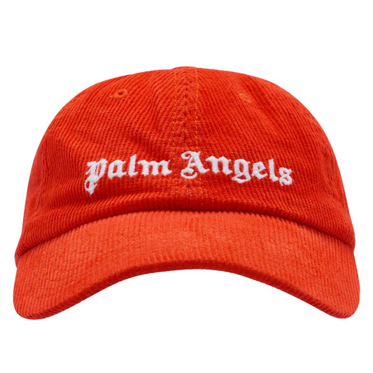 PALM ANGELS CORDUROY LOGO CAP - RED / WHITE