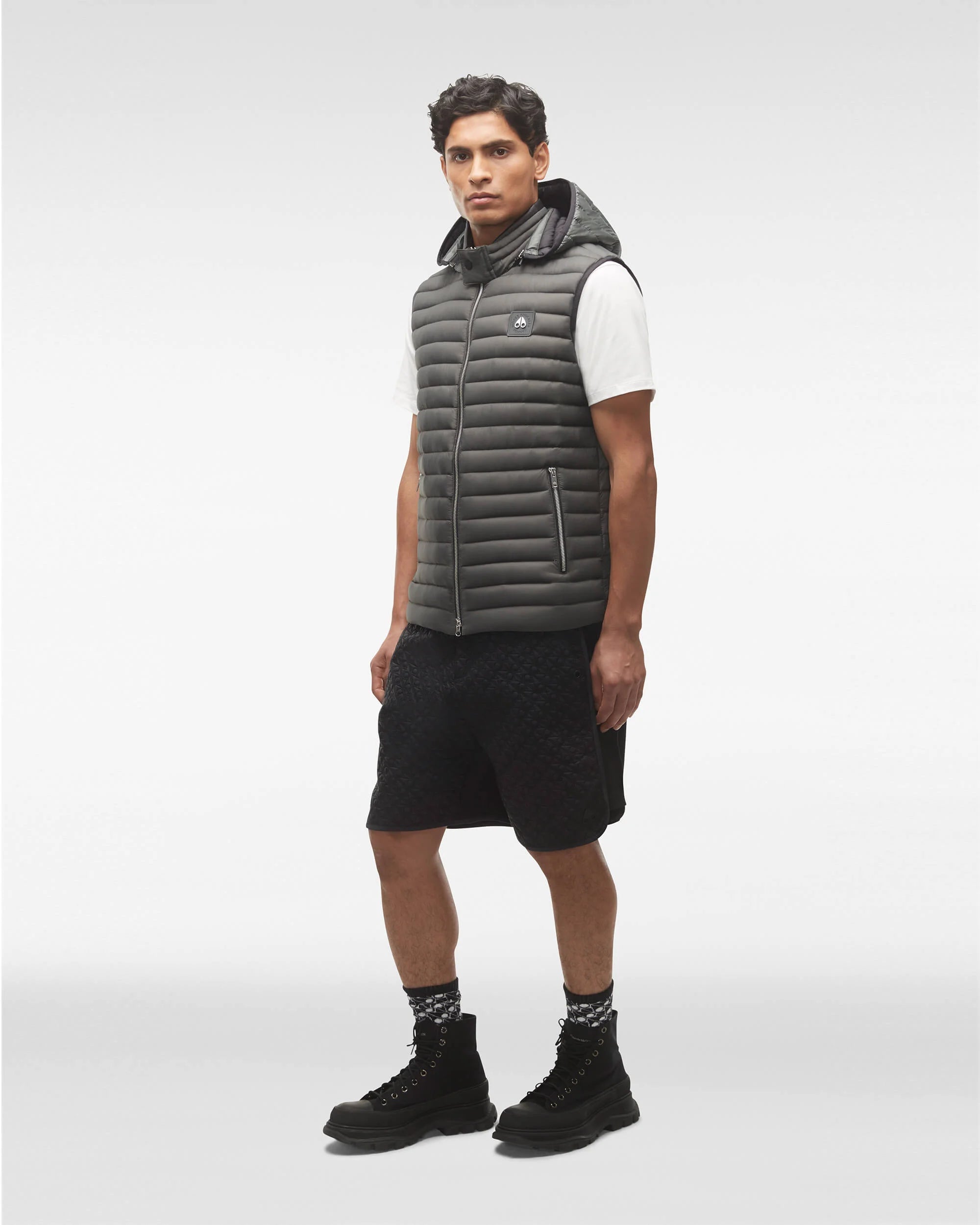 Moose Knuckles Air hooded down gilet - Grey