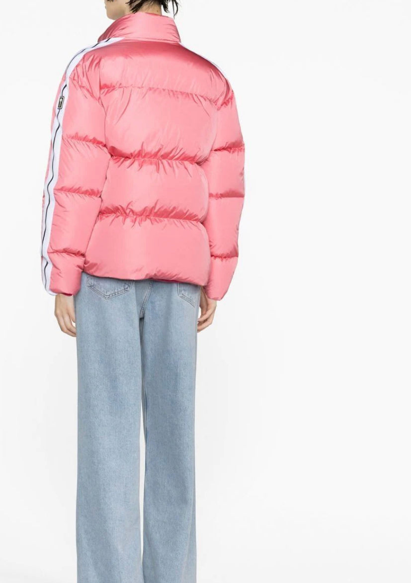 PALM ANGELS LOGO DOWN QUILTED PUFFER JACKET - PINK