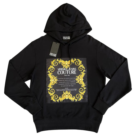 VERSACE JEANS COUTURE LOGO HOODIE - BLACK