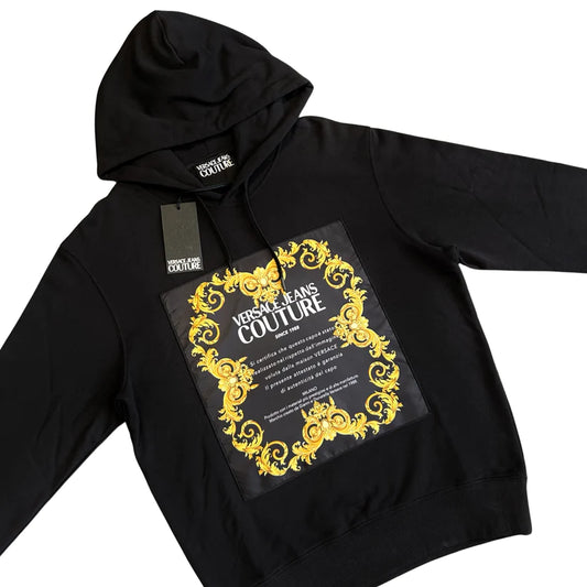 VERSACE JEANS COUTURE LOGO HOODIE - BLACK
