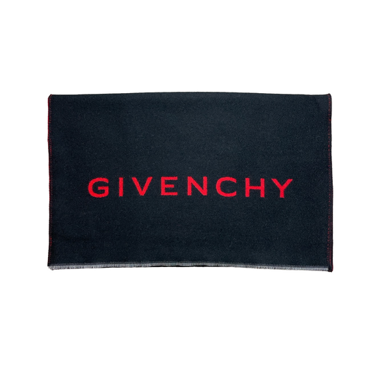GIVENCHY PARIS 4G LOGO REVERSIBLE SCARF - BLACK / RED