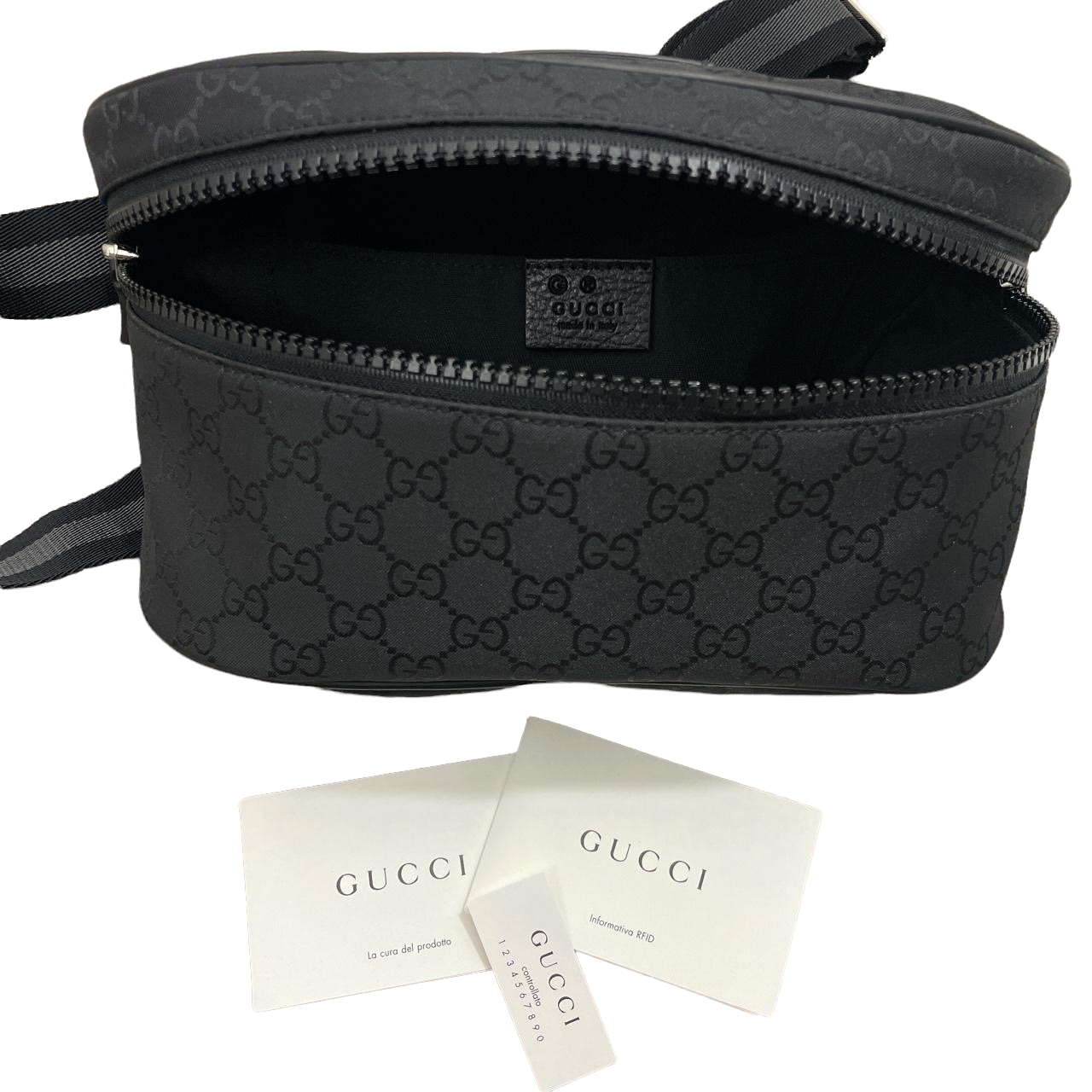 Black GG-monogram canvas cross-body bag, Gucci