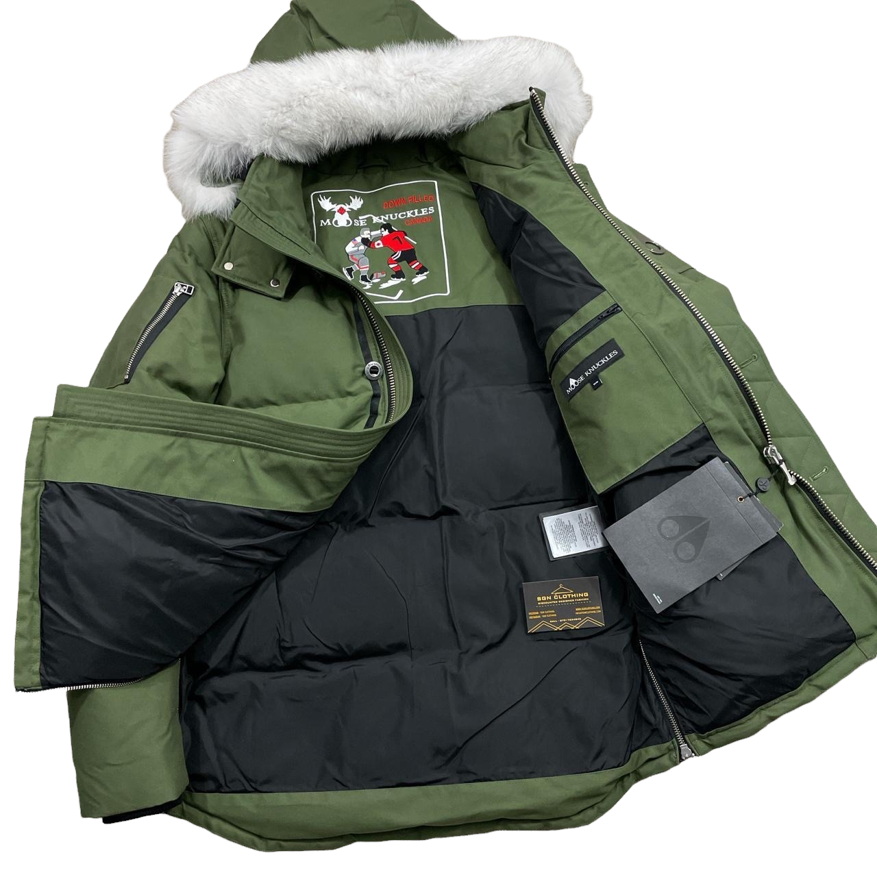 MOOSE KNUCKLES 3Q HOODED PARKA JACKET - ARMY GREEN