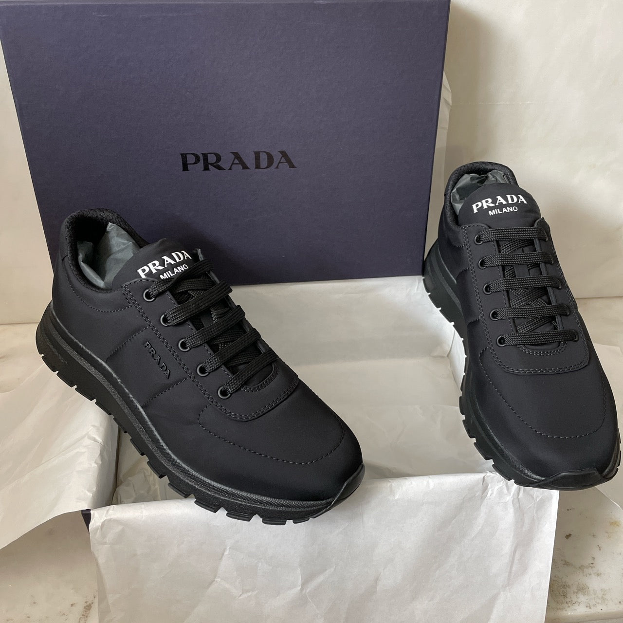 Womens black prada on sale trainers