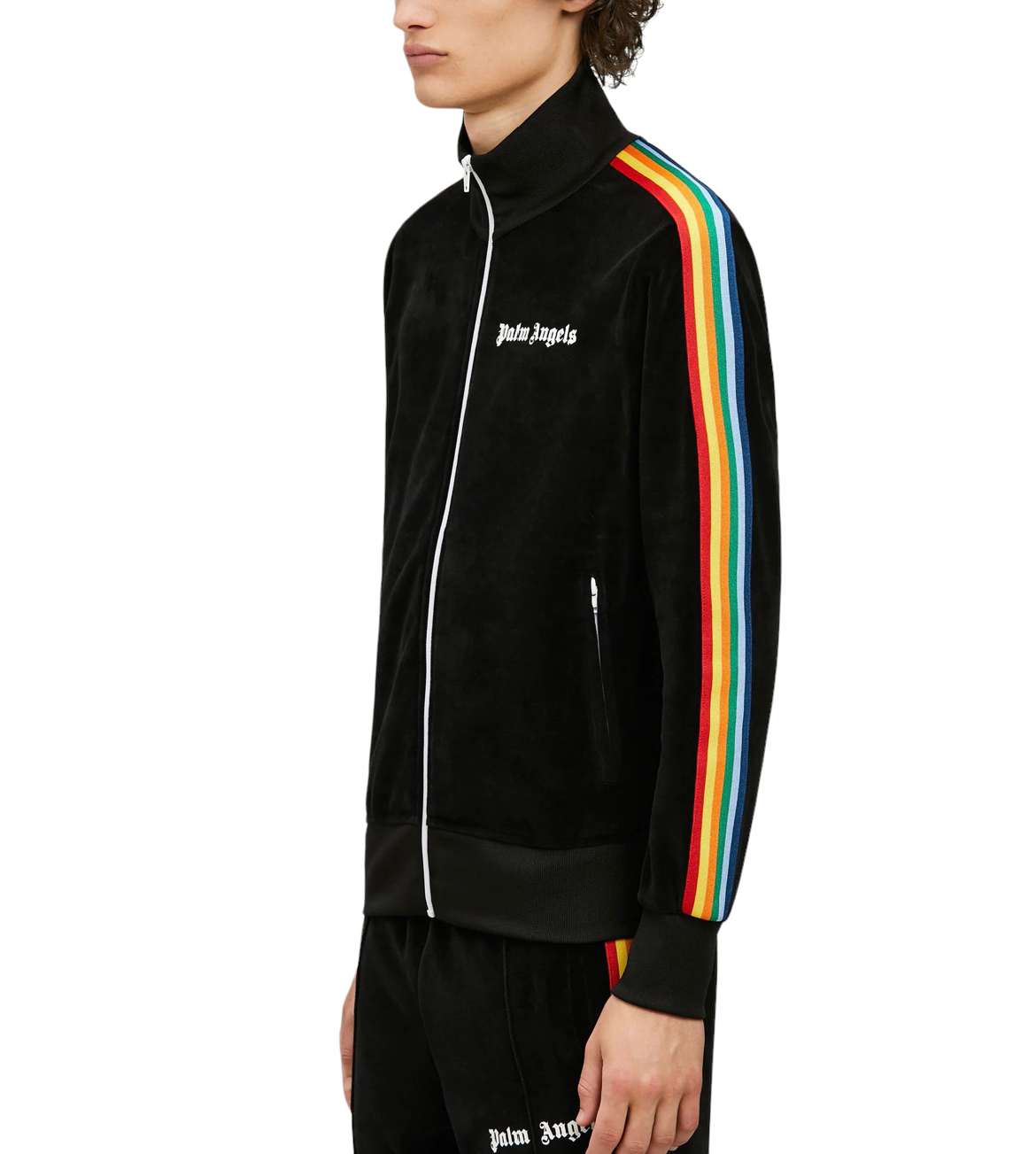 PALM ANGELS CHENILLE RAINBOW TRACK JACKET - BLACK – SGN CLOTHING