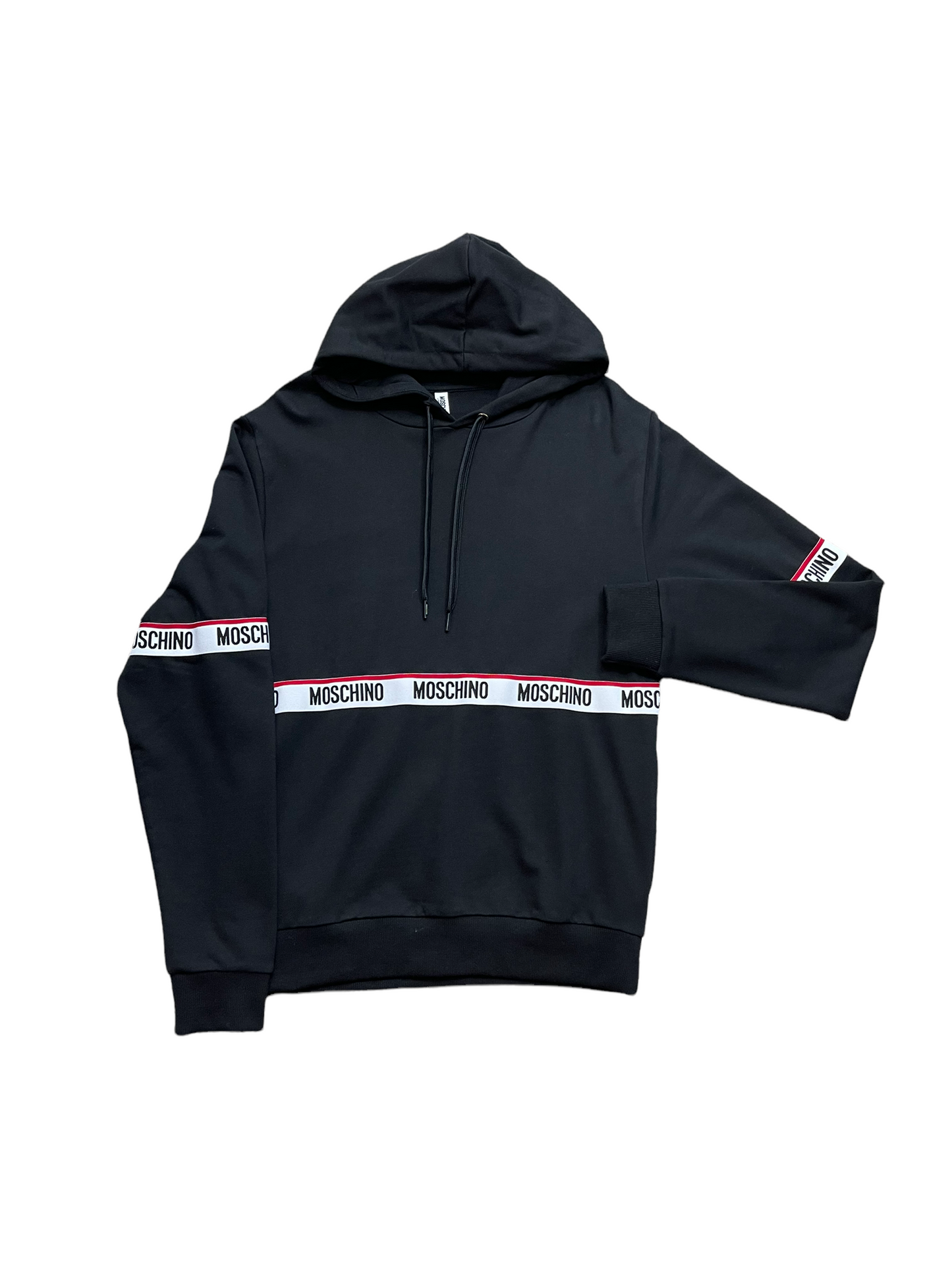 MOSCHINO TAPE PULLOVER HOODIE - BLACK