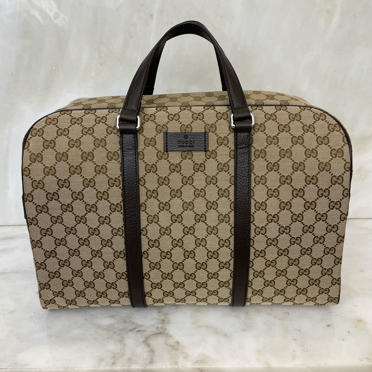 Gucci Savoy large duffle bag in beige and blue GG Supreme | GUCCI® ZA