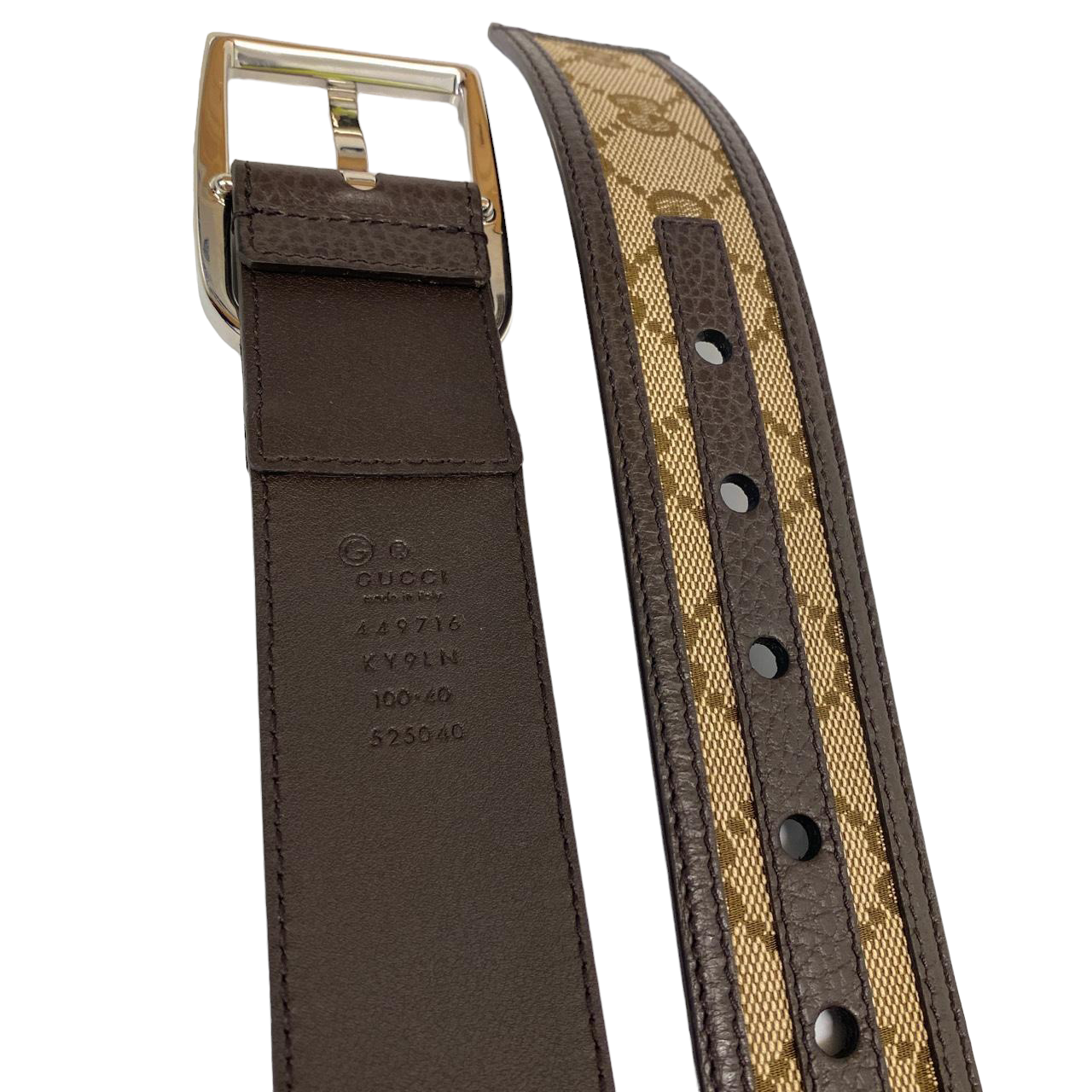 GUCCI GG SUPREME CANVAS LEATHER BELT SGN CLOTHING