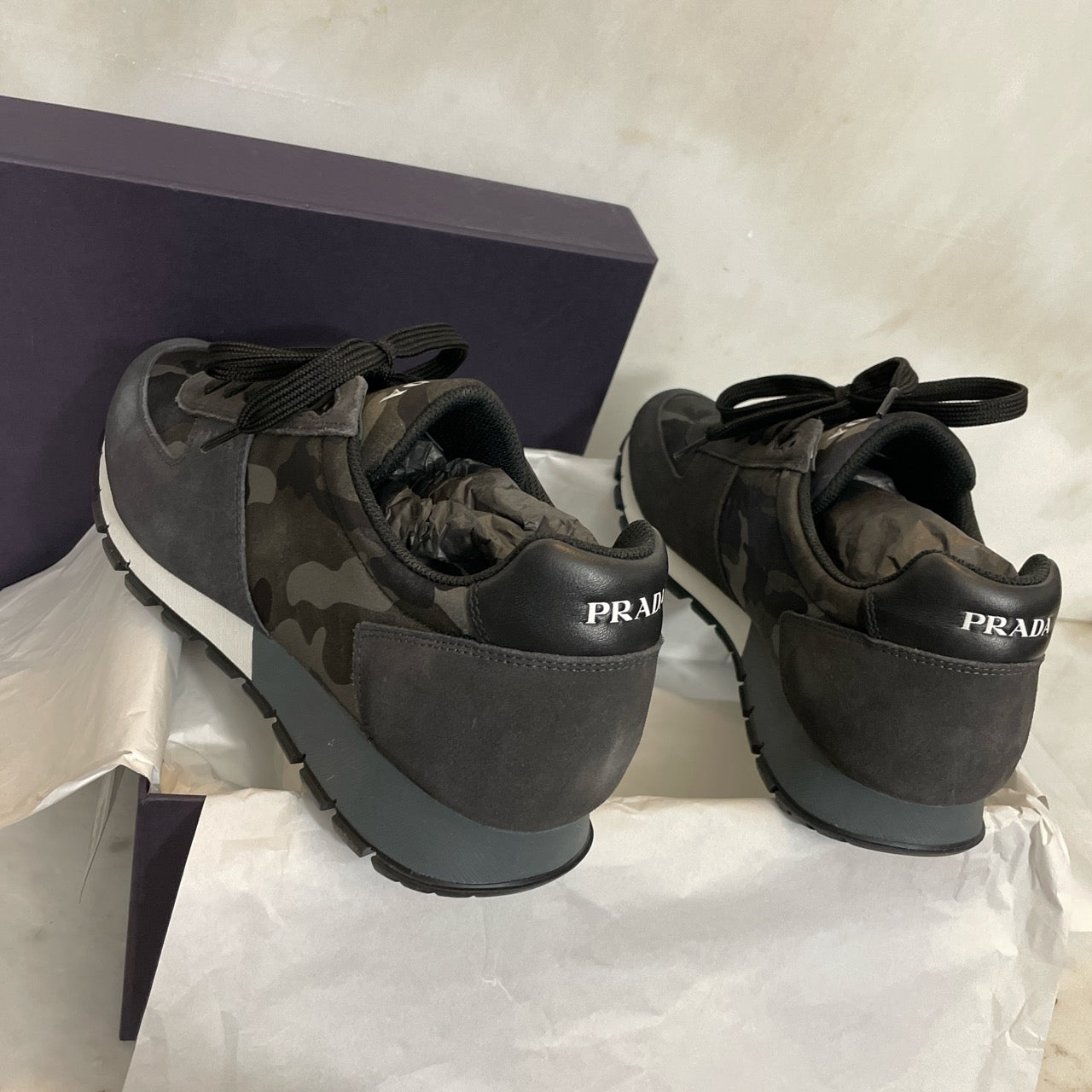 Grey camo prada on sale runners