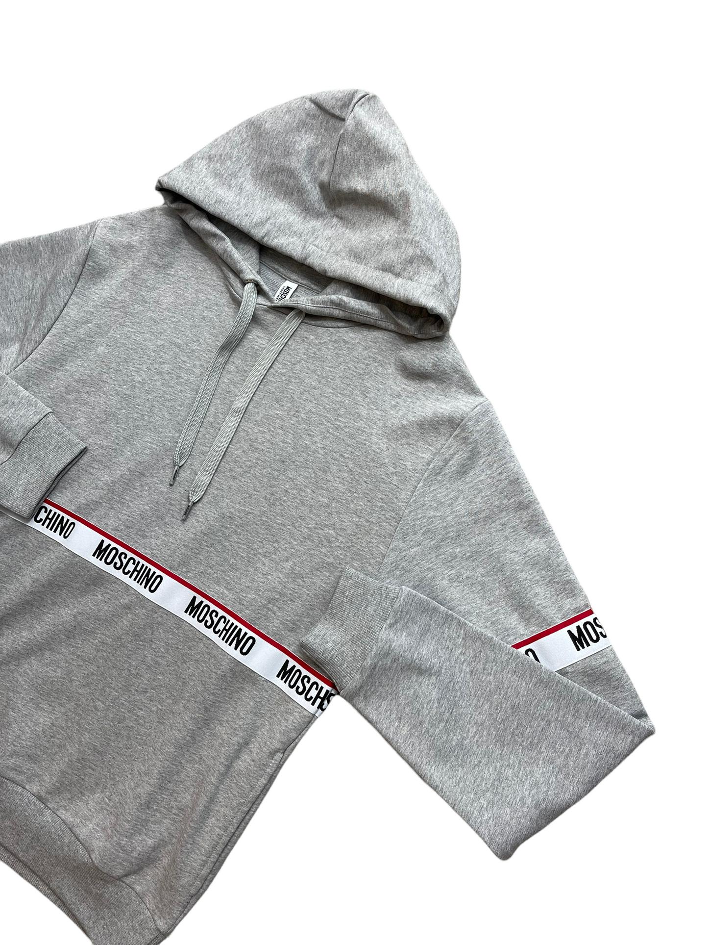 MOSCHINO TAPE PULLOVER HOODIE - GREY