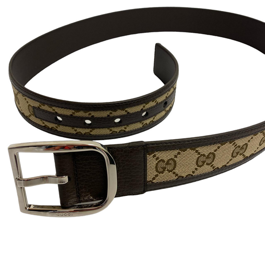 GUCCI GG SUPREME CANVAS & LEATHER BELT