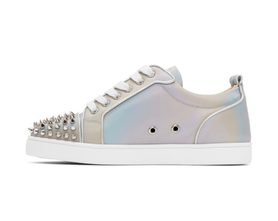 Christian Louboutin Louis Junior Spikes Sneakers in Grey Leather