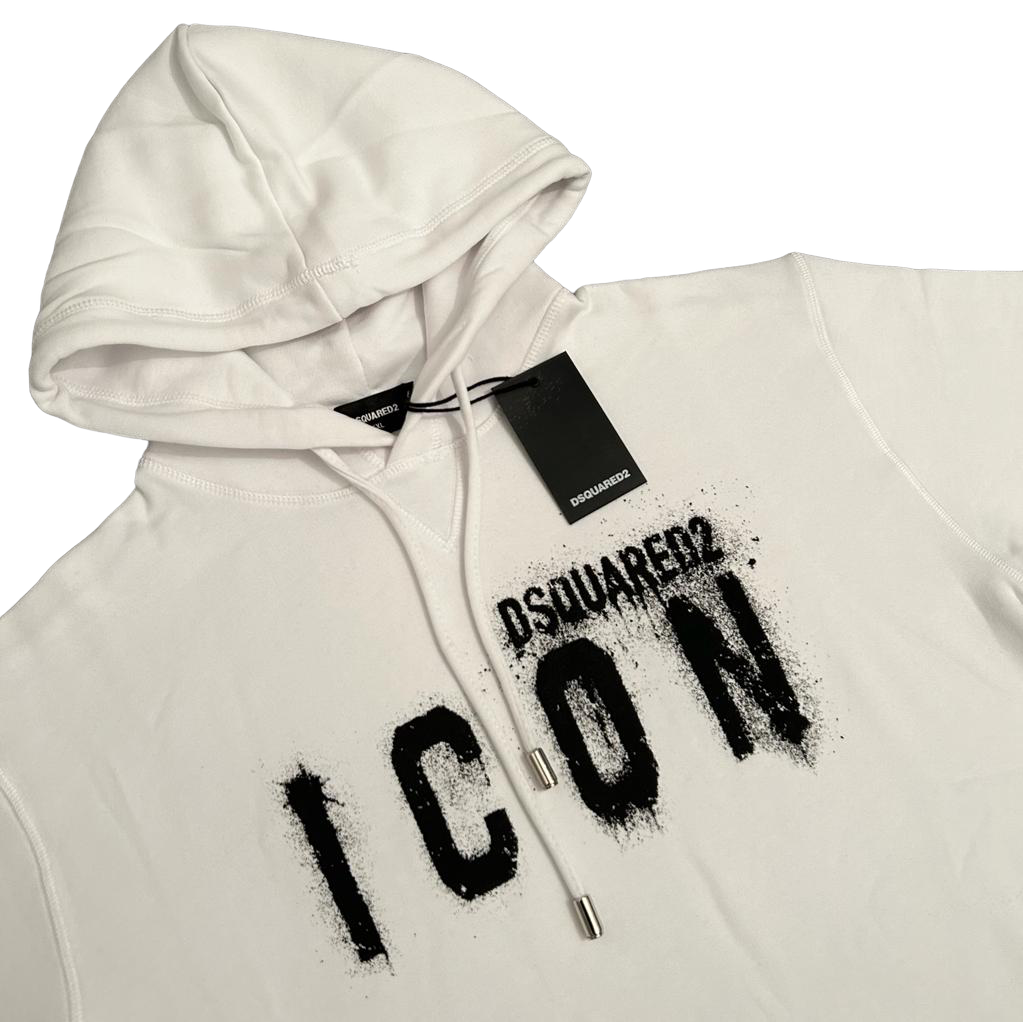 DSQUARED2 ICON SPRAY HOODIE - WHITE