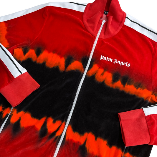 PALM ANGELS TIE DYE VELOUR TRACKSUIT TRACK JACKET - RED