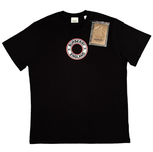 BURBERRY ENGLAND ARCHWAY EMBROIDERED LOGO TSHIRT - BLACK