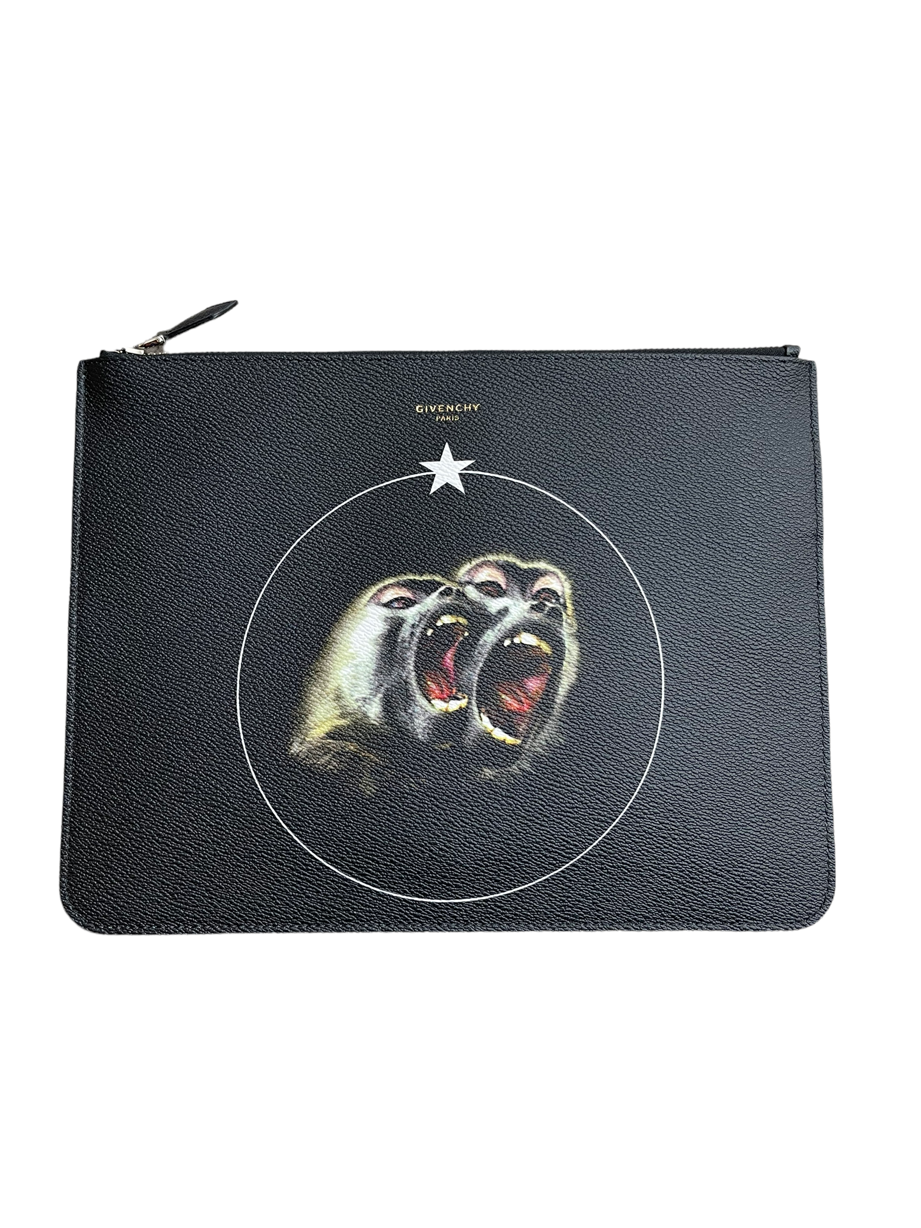 GIVENCHY PARIS MONKEY BROTHERS CLUTCH BAG BLACK SGN CLOTHING