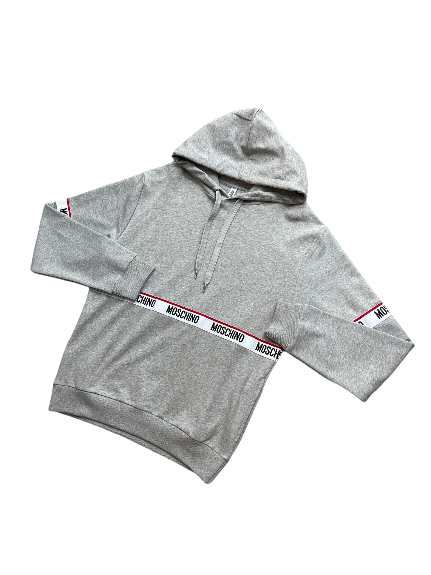 MOSCHINO TAPE PULLOVER HOODIE - GREY