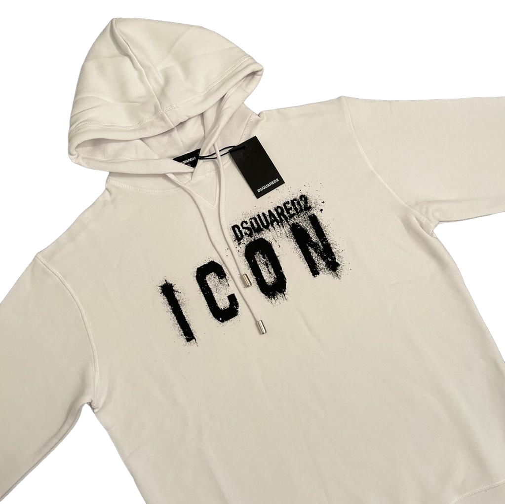 DSQUARED2 ICON SPRAY HOODIE - WHITE
