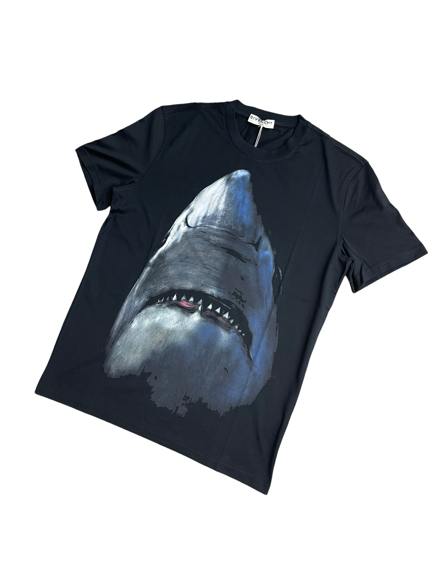 GIVENCHY PARIS SHARK LOGO TSHIRT BLACK SGN CLOTHING