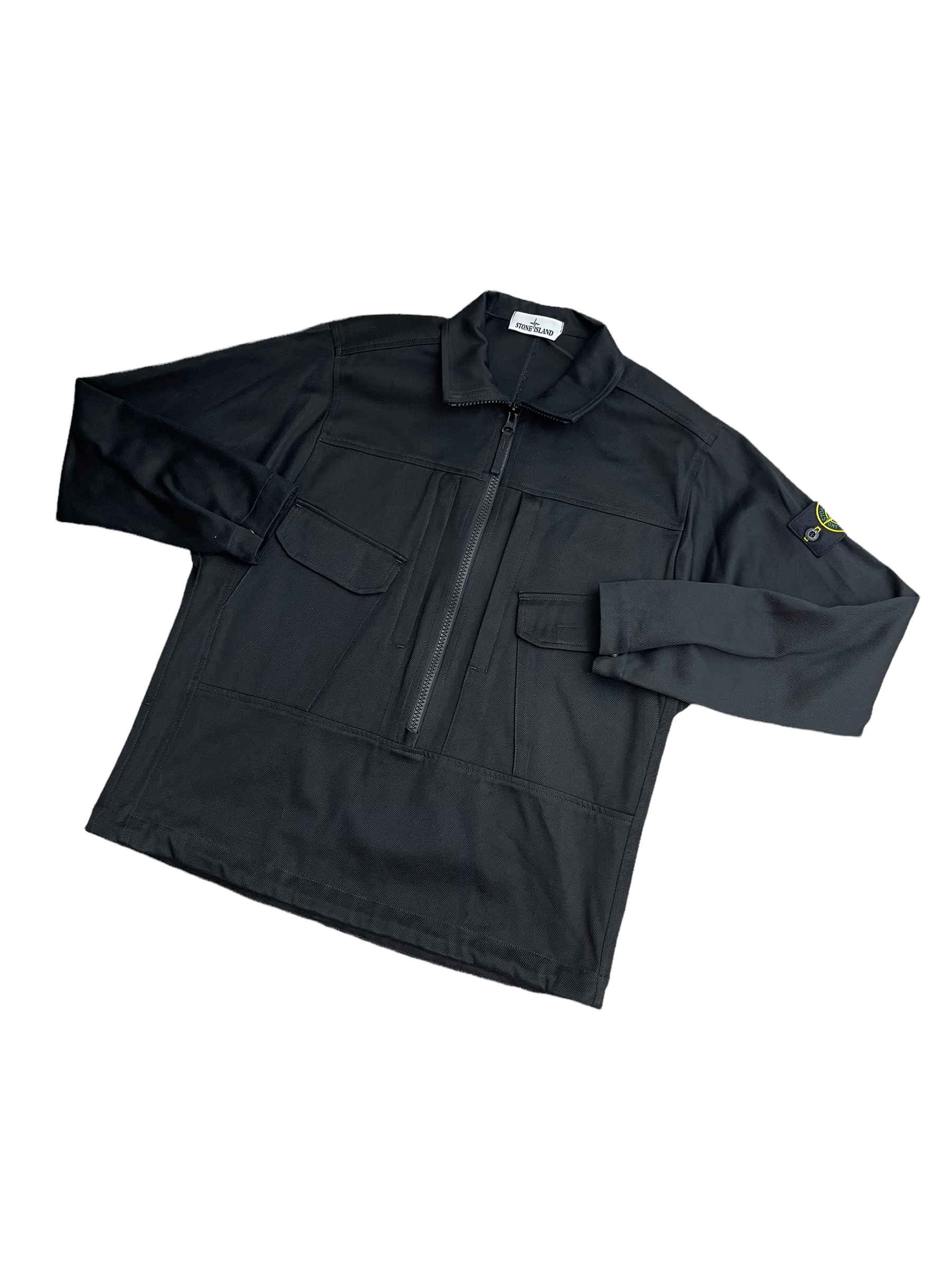 STONE ISLAND HALF ZIP SMOCK BLACK SGN CLOTHING