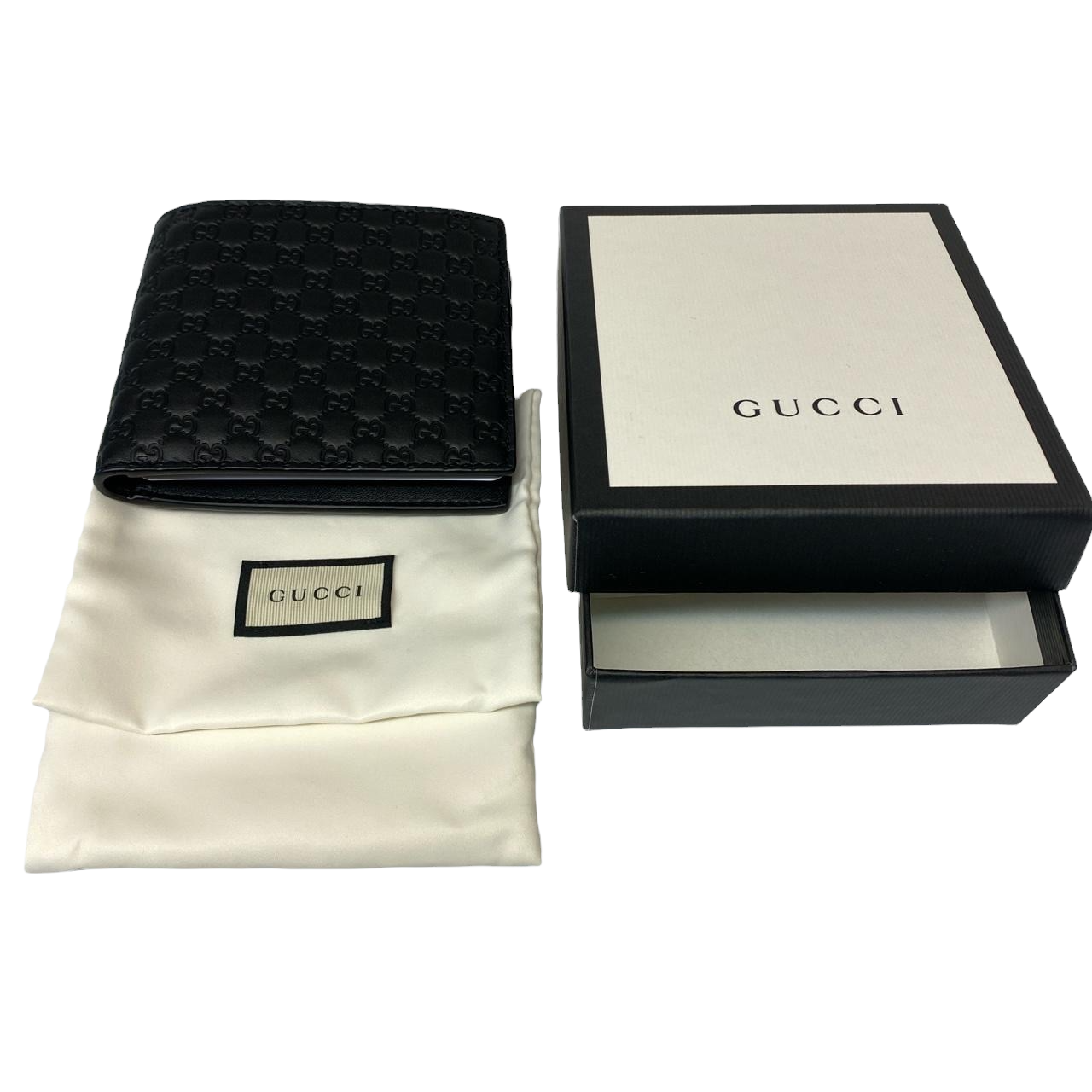 GUCCI GG LEATHER EMBOSSED WALLET - BLACK